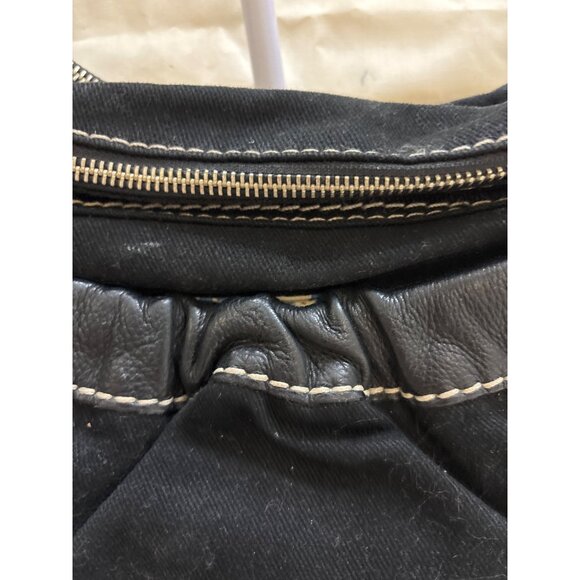 Fossil Black Canvas & Faux Leather Shoulder Bag With Adjustable Strap - Picture 4 of 16